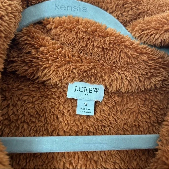 J Crew Fuzzy Teddy Quarter Zip Pullover Fleece Jacket Brown Pink Size Small - Picture 5 of 7
